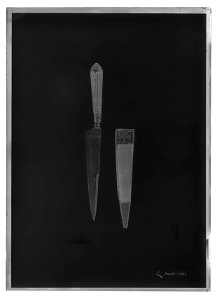 Kniv med samhörande balja, 1800-talets förra hälft - Livrustkammaren - 68976-negative