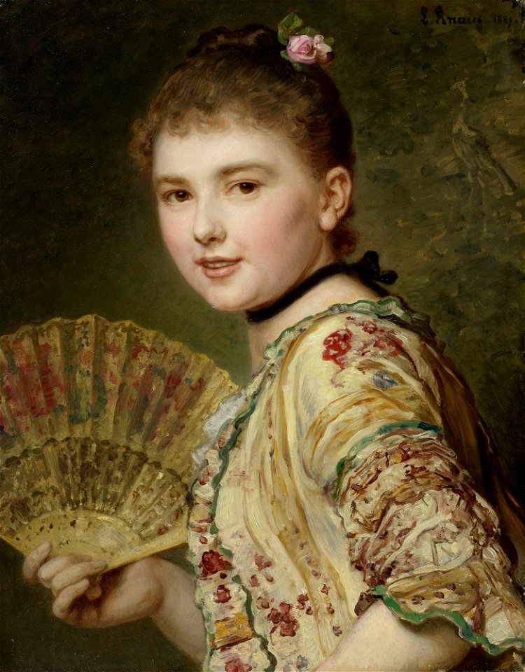 Ludwig Knaus - Edle junge Dame mit einem Fächer (1889)
