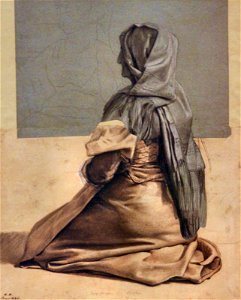 Kneeling woman (Rome, 1834) - Guillaume Bodinier