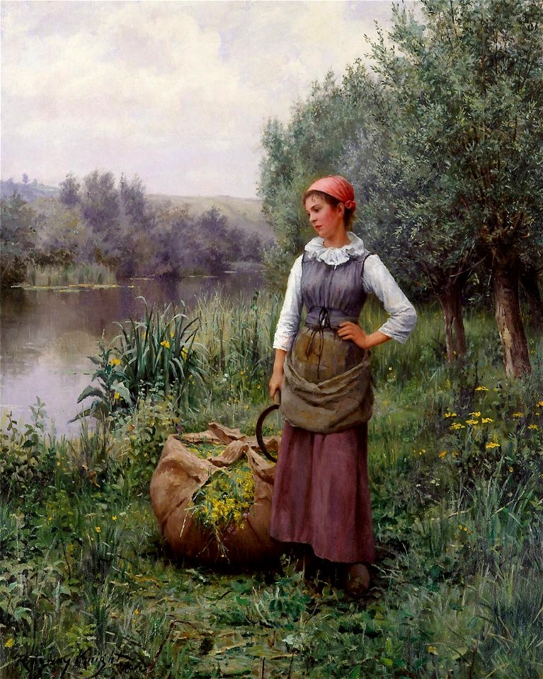 Daniel Ridgway Knight - Girl by a Stream, Flanders