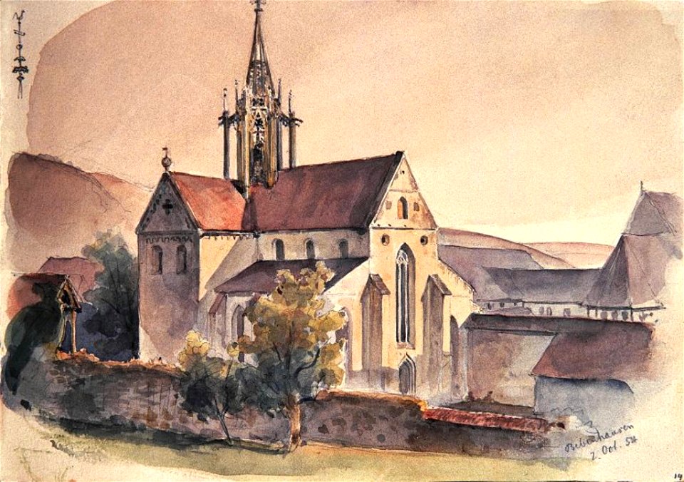 Klosterkirche Bebenhausen - Aquarell von Eduard von Kallee, 1854