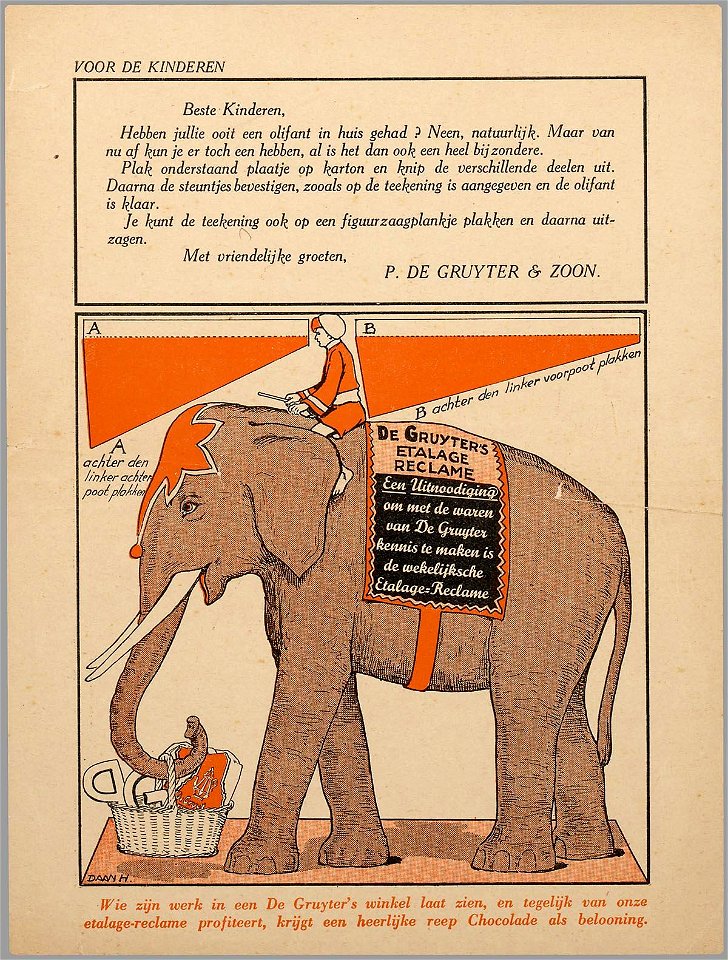 Knipplaat Voor de kinderen Olifant, cacao