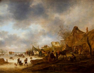 Kmska Isaac van Ostade (1621–1649) - Winterlandschap (1645) 28-02-2010 14-23-00. Free illustration for personal and commercial use.