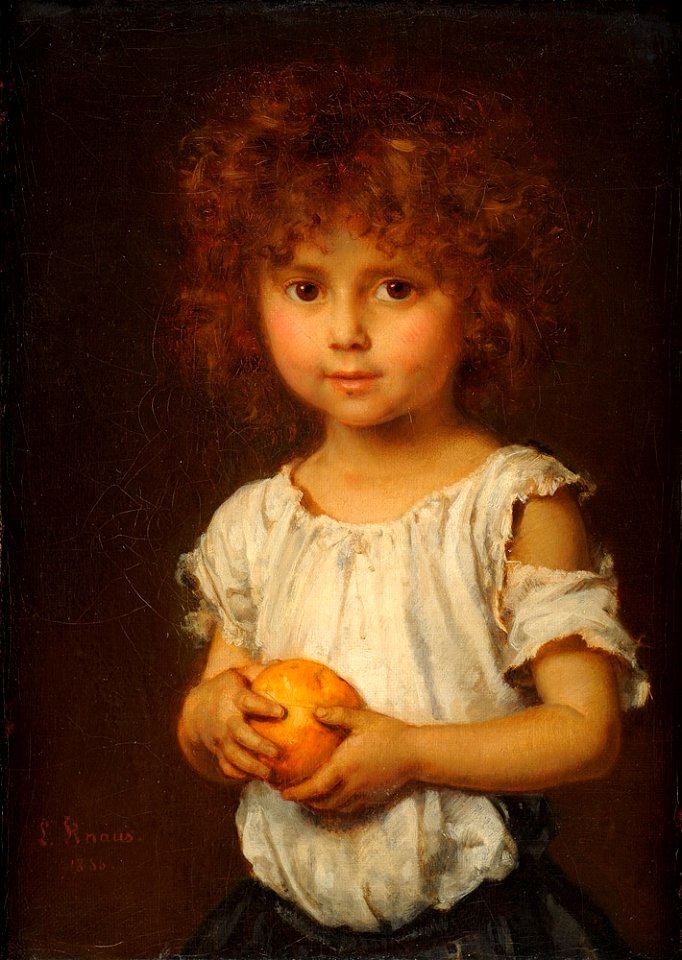 Ludwig Knaus Kind mit Apfelsine 1866