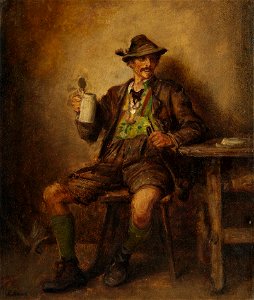 Ludwig Knaus - Tiroler Bauer mit Bierkrug und Pfeife