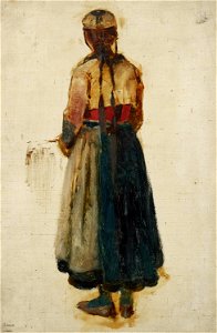 Ludwig Knaus - Rückenstudie eines Mädchens in Tracht