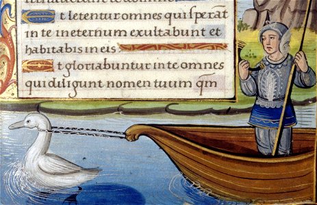 Knight of the Swan-Oxford, Bodleian Library. Douce 276 fol 095r (detail) (cropped). Free illustration for personal and commercial use.