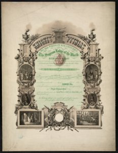 Knights of Pythias, to all whom it may concern. Know ye that the Supreme Lodge of the World hereby issues this memorial chart ... - J. Queen del. ; lith. by T. Hunter, Phila. LCCN2011645615