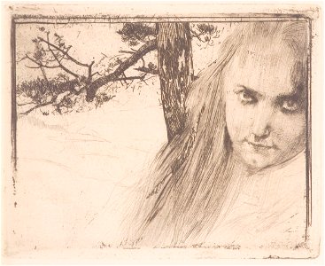 Kolo Moser - Mädchen in Landschaft - 1898
