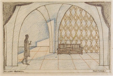 Kolo Moser - Bühnenbildentwurf zu „Das Liebesprotokoll“ - ca1908