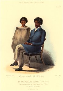 KO NGA WAKA TE KARAKA, (or CLARK). The Christian Chief of the Nga-ti-waoroa Tribe, Waikato. AND WAKAUENUKU, his Attendant Boy, The New Zealanders Illustrated, 1847