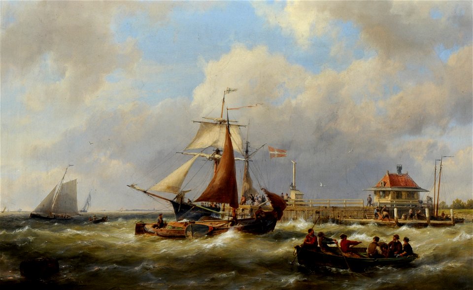 Hendrik Pieter Koekkoek - Muiden Harbour, Zuider Zee, Holland, 1870