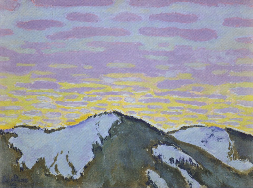 Kolo Moser - Berggipfel mit farbigen Wolken - 1913