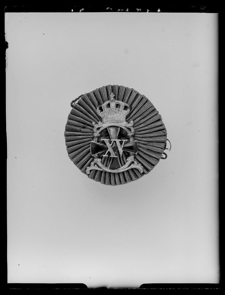 Kokard till Konung Karl XVs jaktklubbs uniform, Sverige 1863-1880 c - Livrustkammaren - 2228