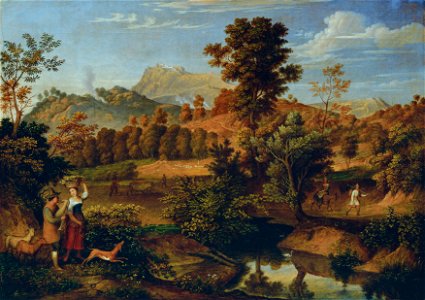 Josef Anton Koch - Italienische Landschaft mit pflügendem Landmann (Die Serpentara bei Olevano, Landschaft bei Paliano) - 2328 - Österreichische Galerie Belvedere