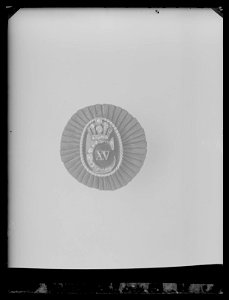 Kokard, knapplåsmärke för Konung Karl XVs jaktklubb, 1863-ca 1880 - Livrustkammaren - 11158