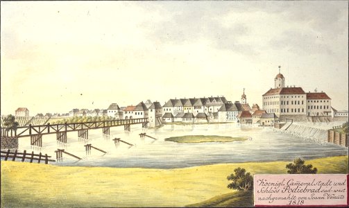 Koenigl. Cameralstadt und Schloss Podiebrad süd-west nachgemahlt von Joann Venuto 1818