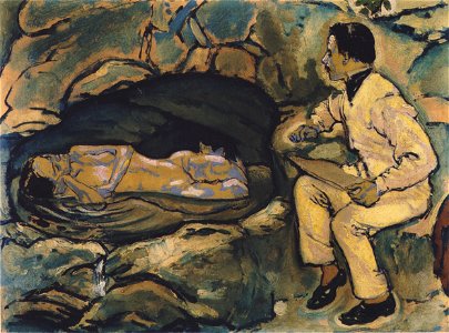 Kolo Moser - Selbstporträt mit Meerjungfrau - 1914