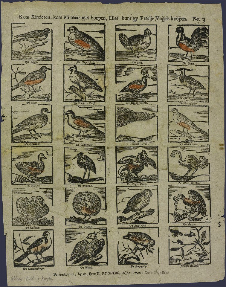 Kom kinderen, kom nu maar met hoopen, Hier kunt gy fraaije vogels koopen-Catchpenny print-SMC K 0132