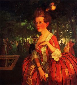 Konstantin Somov - a-young-girl-in-a-red-dress-girl-with-a-letter