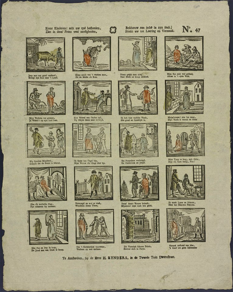Komt kinderen! wilt uw tyd besteeden, Ziet in deez' prent veel aardigheden-Catchpenny print-Borms 0887