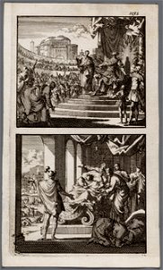 Koning Agrippa ziet een uil boven zijn troon, Koning Agrippa sterft, objectnr A 48104