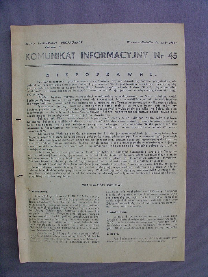 Komunikat Informacyjny nr 45