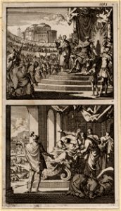 Koning Agrippa ziet een uil boven zijn troon, Koning Agrippa sterft, objectnr A 48171