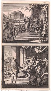 Koning Agrippa ziet een uil boven zijn troon - Koning Agrippa sterft omgeven door hovelingen