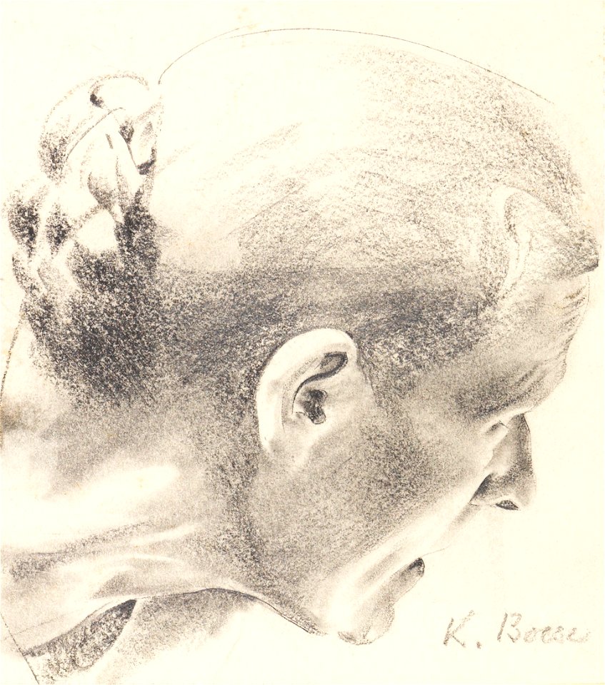 Konrad Boese Alte Frau im verlorenen Profil ca1900