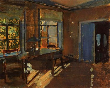 Konstantin Somov - the-interior-of-the-pavlovs-country-house. Free illustration for personal and commercial use.