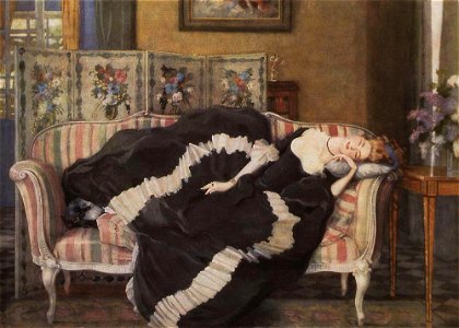 Konstantin Somov - a-sleeping-woman. Free illustration for personal and commercial use.