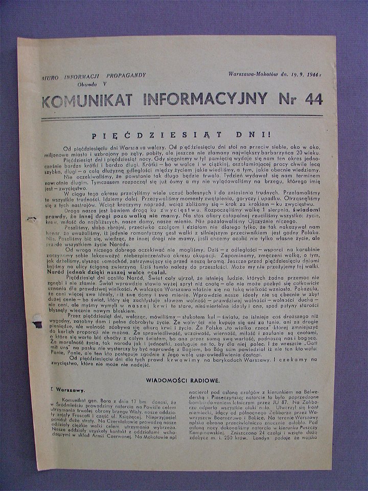 Komunikat Informacyjny nr 44
