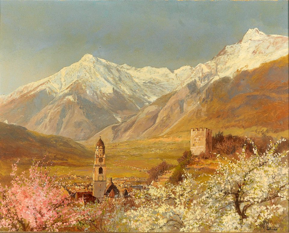 Konrad Petrides - Blick auf Meran im Frühling
