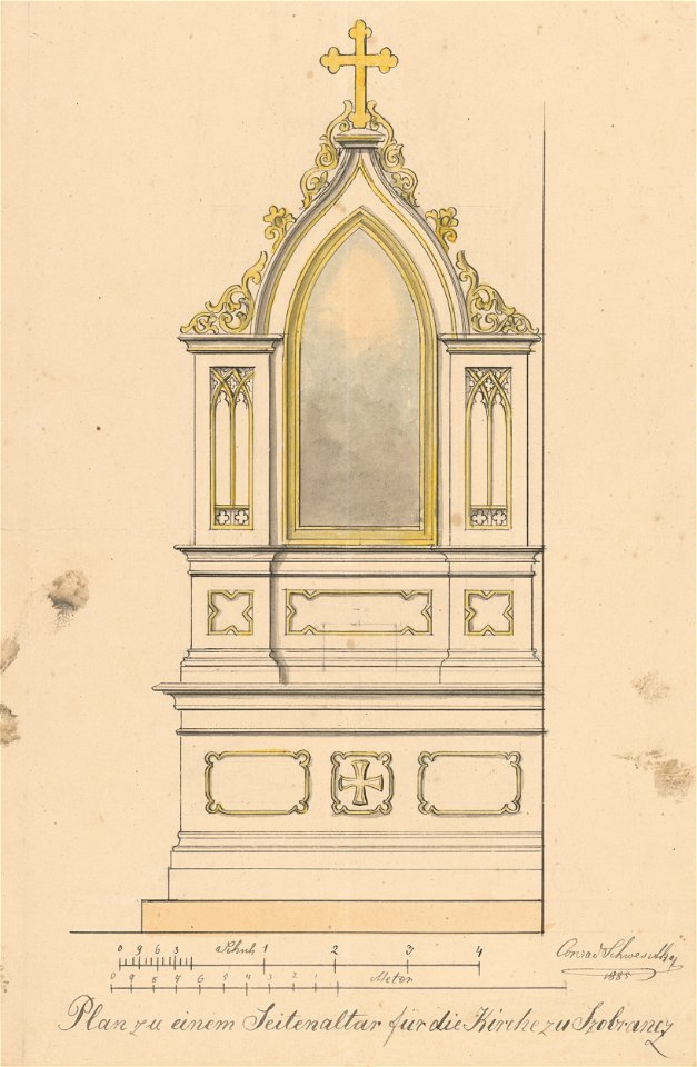 Konrád Švestka - Návrh na bočný oltár v kostole v Sobranciach - K 18559 - Slovak National Gallery