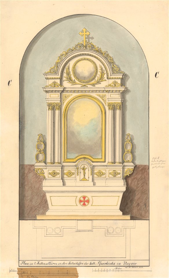 Konrád Švestka - Návrh na bočný oltár pre farský kostol v Užhorode - K 18577 - Slovak National Gallery