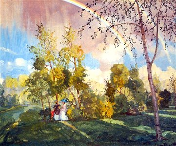 Konstantin Somov - landscape-with-a-rainbow-1919. Free illustration for personal and commercial use.
