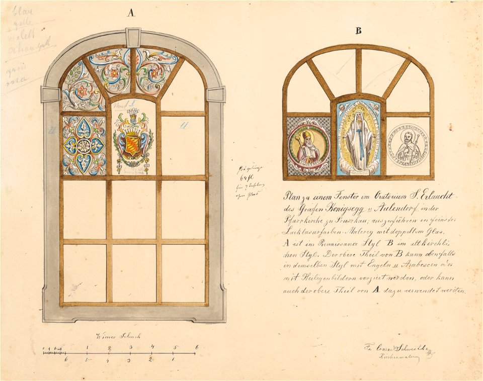 Konrád Švestka - Návrh na kostolné okná – vitráže - K 18593 - Slovak National Gallery