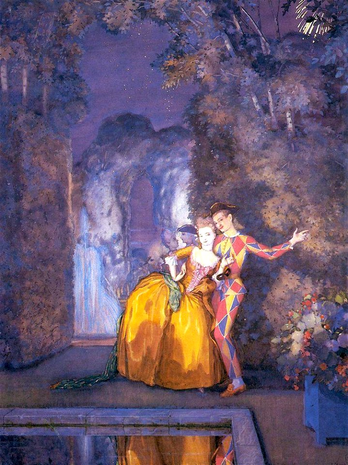 Konstantin Somov - lady-and-harlequin-fireworks