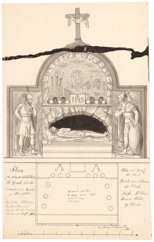 Konrád Švestka - Návrh na stabilný sv. hrob pre františkánsky Kostol sv. Jána Krstiteľa v Bardejove - K 18549 - Slovak National Gallery