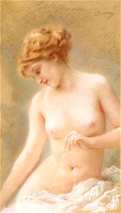 Konstantin Makovsky - Sitting Nude. Free illustration for personal and commercial use.