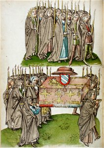 Konstanzer Richental Chronik Leichenbegängnis des Kardinals von Bari 61v. Free illustration for personal and commercial use.
