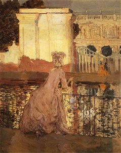 Konstantin Somov - lady-by-the-pool. Free illustration for personal and commercial use.