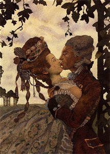 Konstantin Somov - the-kiss-1. Free illustration for personal and commercial use.