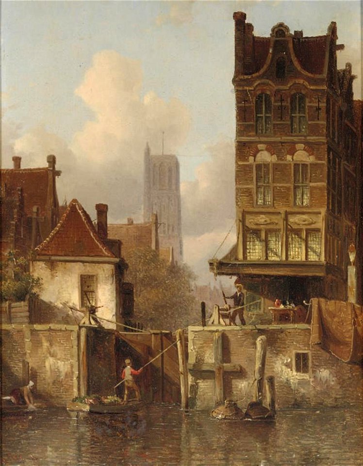 Everhardus Koster - At the town lock 