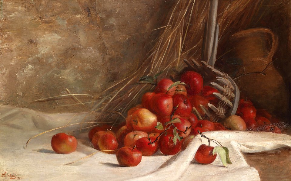 Korb Äpfel 19Jh