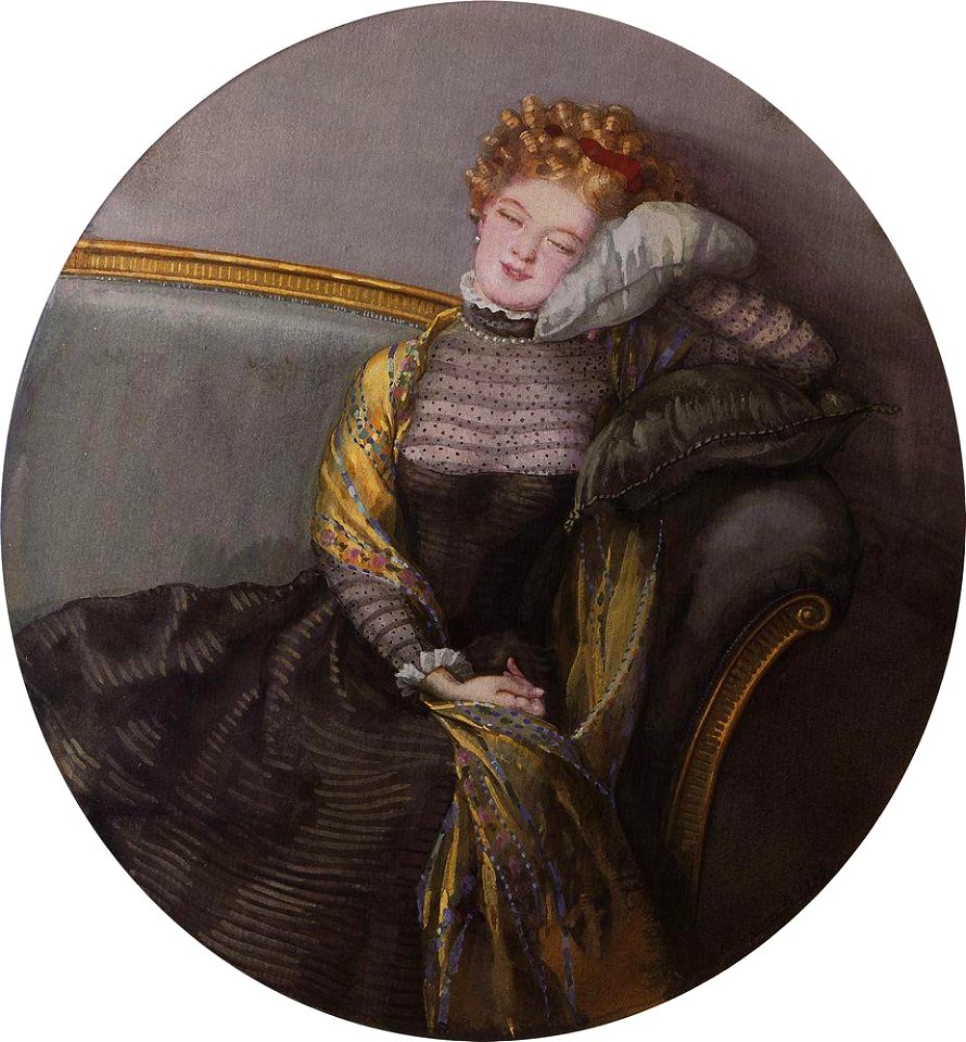 Konstantin Somov - slumbering-lady-in-black-dress