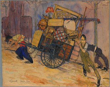 Konstnären Carl Frisendahls flyttning i Montparnasse, Paris (Bertil Lybeck) - Nationalmuseum - 35142