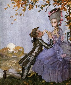 Konstantin Somov - a-youth-on-his-knees-in-front-of-a-lady-1916