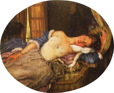 Konstantin Somov - sleeping-young-woman. Free illustration for personal and commercial use.